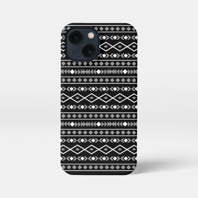 Aztec Shapes Pattern Grey White Black iPhone Case (Back)