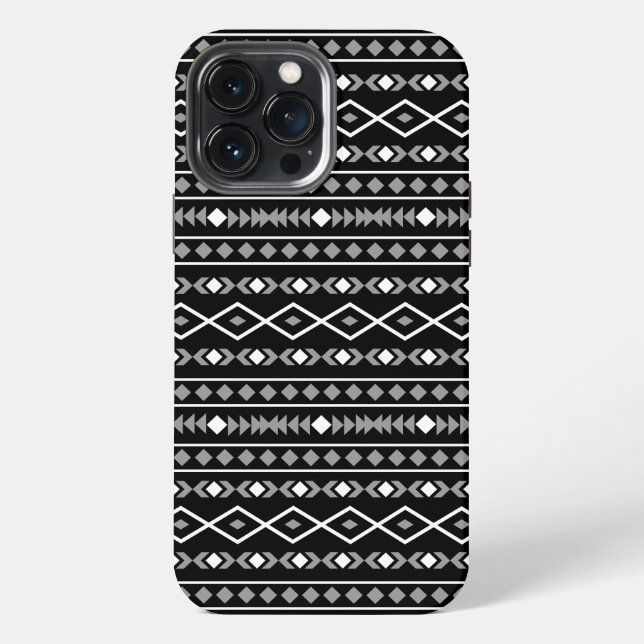 Aztec Shapes Pattern Grey White Black iPhone Case (Back)