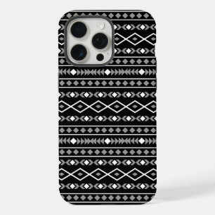 Aztec Shapes Pattern Grey White Black iPhone 15 Pro Max Case