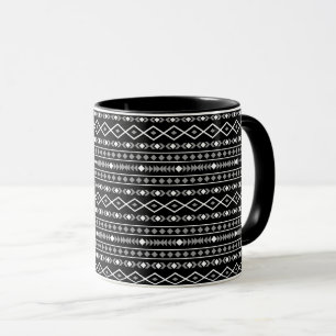 Aztec Shapes Pattern Grey White Black Mug