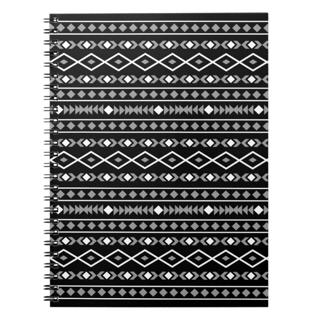 Aztec Shapes Pattern Grey White Black Notebook (Front)