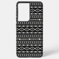 Aztec Shapes Pattern Grey White Black