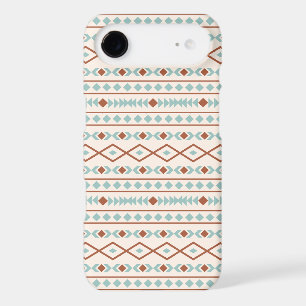 Aztec Shapes Pattern Rust Teal Cream