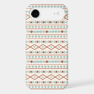 Aztec Shapes Pattern Rust Teal Cream