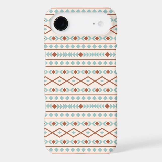 Aztec Shapes Pattern Rust Teal Cream (Back)