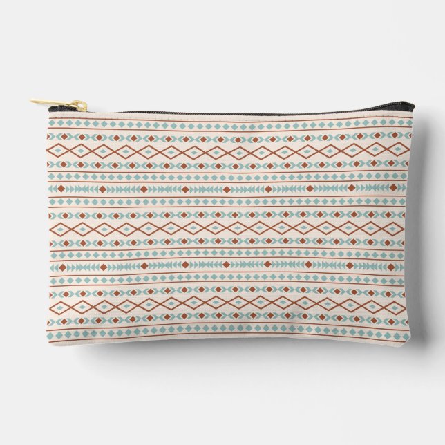 Aztec Shapes Pattern Rust Teal Cream Accessory Pouch (Front)