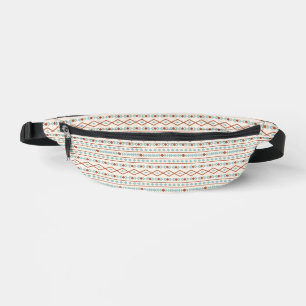 Aztec Shapes Pattern Rust Teal Cream Bum Bags