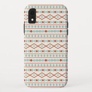 Aztec Shapes Pattern Rust Teal Cream iPhone XR Case