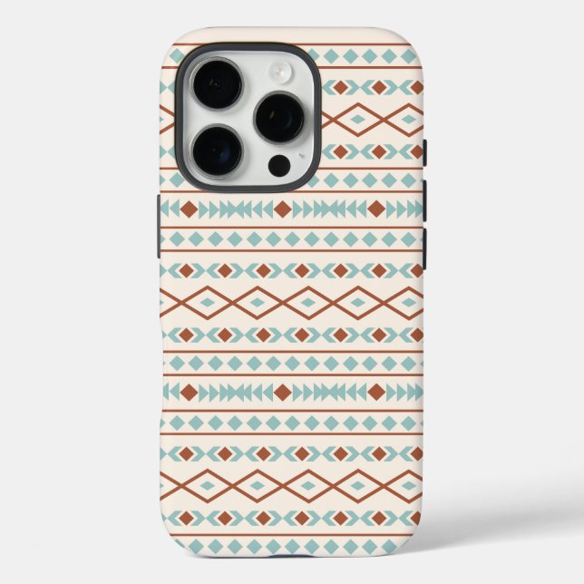 Aztec Shapes Pattern Rust Teal Cream Case-Mate iPhone Case (Back)