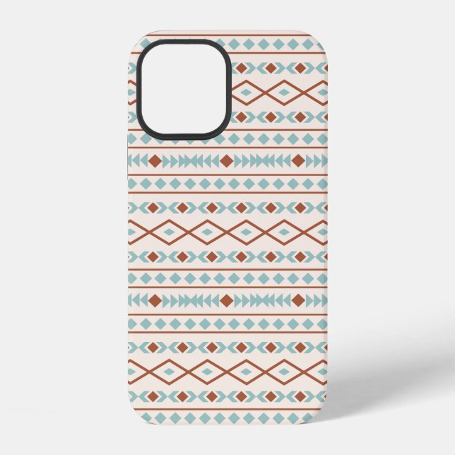 Aztec Shapes Pattern Rust Teal Cream iPhone Case (Back)