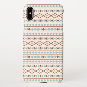 Aztec Shapes Pattern Rust Teal Cream iPhone Case
