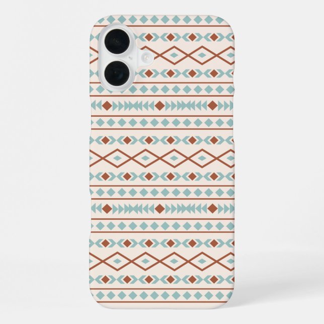 Aztec Shapes Pattern Rust Teal Cream iPhone Case (Back)