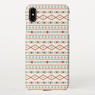 Aztec Shapes Pattern Rust Teal Cream iPhone Case