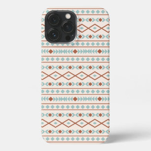 Aztec Shapes Pattern Rust Teal Cream iPhone 13 Pro Max Case