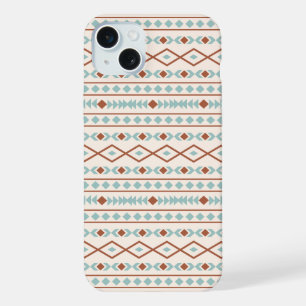 Aztec Shapes Pattern Rust Teal Cream iPhone 15 Plus Case
