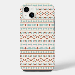 Aztec Shapes Pattern Rust Teal Cream iPhone 14 Plus Case