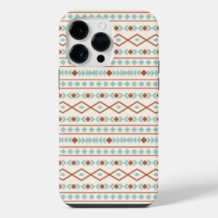 Aztec Shapes Pattern Rust Teal Cream iPhone 14 Pro Max Case