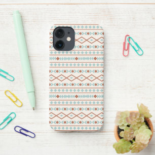 Aztec Shapes Pattern Rust Teal Cream iPhone 12 Mini Case