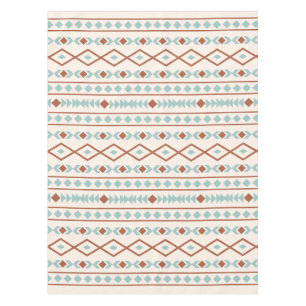 Aztec Shapes Pattern Rust Teal Cream Tablecloth