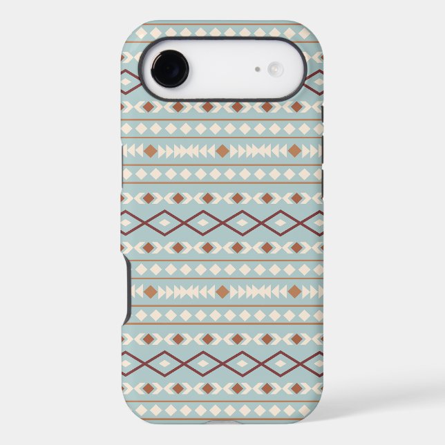 Aztec Shapes Pattern Rusts Cream Teal-Blue (Back)