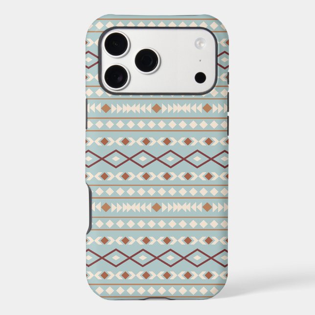 Aztec Shapes Pattern Rusts Cream Teal-Blue (Back)