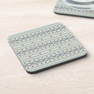 Aztec Shapes Pattern Rusts Cream Teal-Blue Coaster