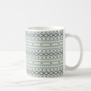 Aztec Shapes Pattern Rusts Cream Teal-Blue Coffee Mug