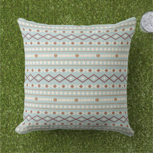 Aztec Shapes Pattern Rusts Cream Teal-Blue Cushion
