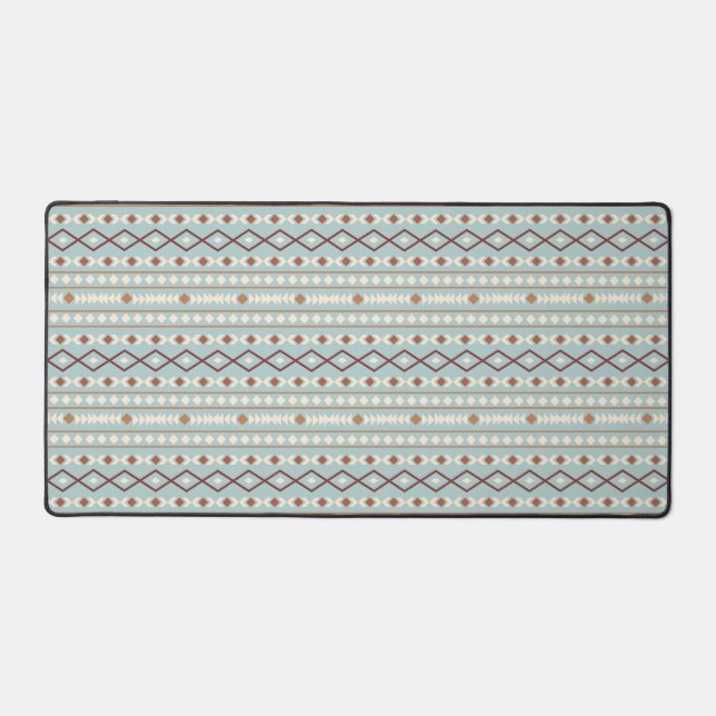 Aztec Shapes Pattern Rusts Cream Teal-Blue Desk Mat (Front)