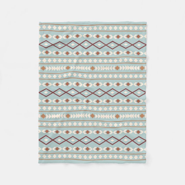 Aztec Shapes Pattern Rusts Cream Teal-Blue Fleece Blanket (Front)