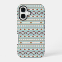 Aztec Shapes Pattern Rusts Cream Teal-Blue