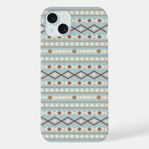 Aztec Shapes Pattern Rusts Cream Teal-Blue iPhone 15 Plus Case