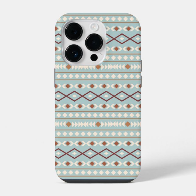Aztec Shapes Pattern Rusts Cream Teal-Blue iPhone Case (Back)