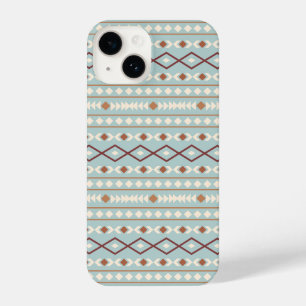 Aztec Shapes Pattern Rusts Cream Teal-Blue iPhone 14 Case