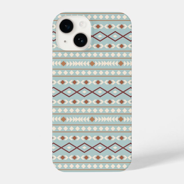 Aztec Shapes Pattern Rusts Cream Teal-Blue iPhone Case (Back)