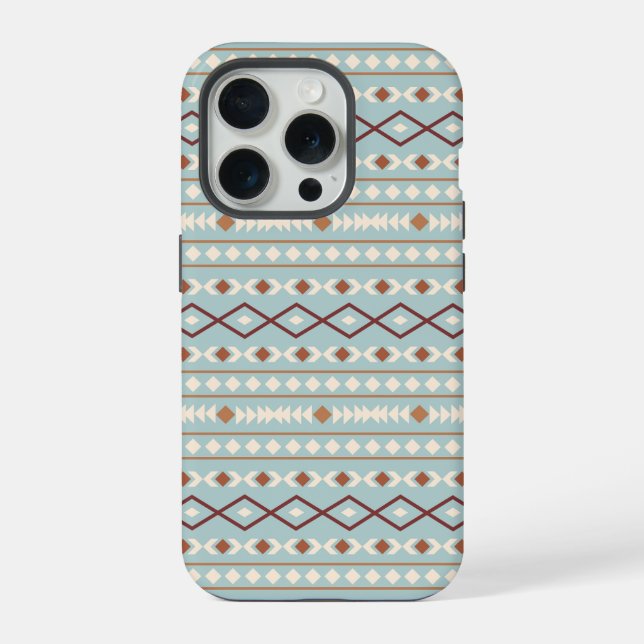 Aztec Shapes Pattern Rusts Cream Teal-Blue iPhone Case (Back)