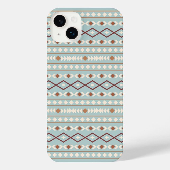 Aztec Shapes Pattern Rusts Cream Teal-Blue iPhone Case (Back)