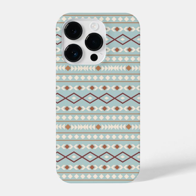 Aztec Shapes Pattern Rusts Cream Teal-Blue iPhone Case (Back)