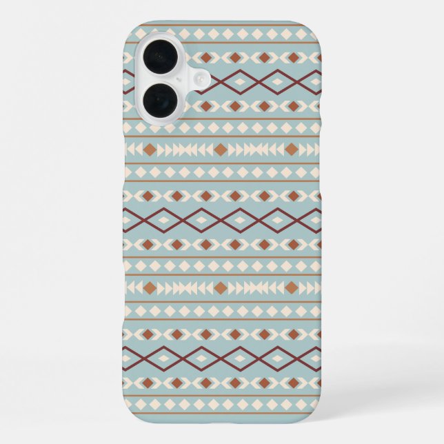 Aztec Shapes Pattern Rusts Cream Teal-Blue iPhone Case (Back)