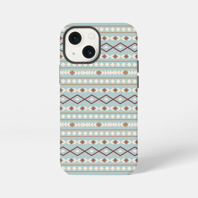 Aztec Shapes Pattern Rusts Cream Teal-Blue iPhone Case (Back)