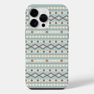Aztec Shapes Pattern Rusts Cream Teal-Blue iPhone 14 Pro Max Case