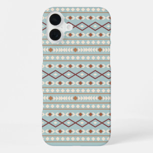 Aztec Shapes Pattern Rusts Cream Teal-Blue iPhone 16 Plus Case