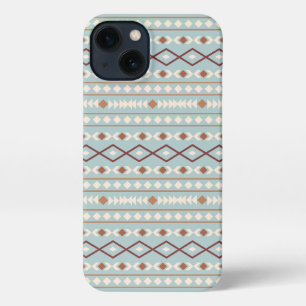 Aztec Shapes Pattern Rusts Cream Teal-Blue iPhone 13 Case