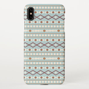 Aztec Shapes Pattern Rusts Cream Teal-Blue iPhone Case