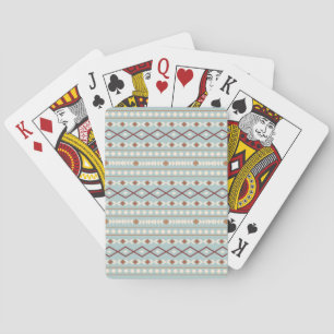 Aztec Shapes Pattern Rusts Cream Teal-Blue Playing Cards