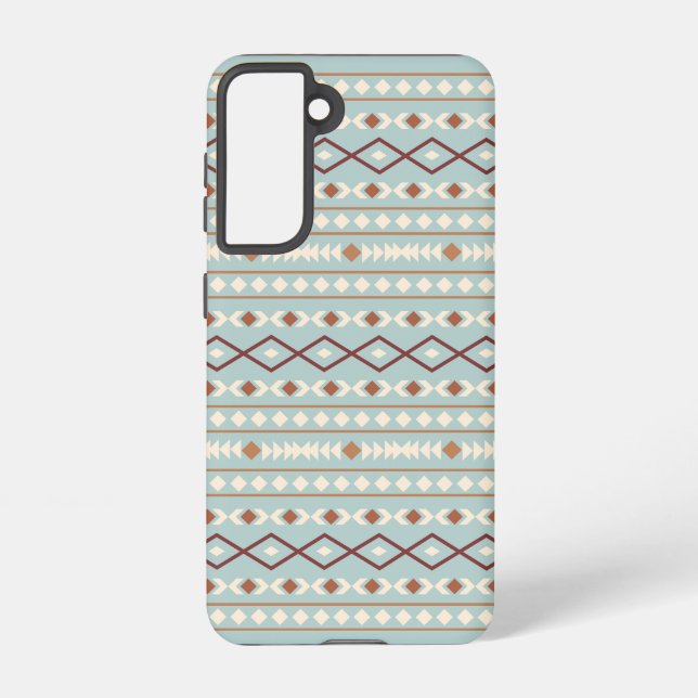 Aztec Shapes Pattern Rusts Cream Teal-Blue Samsung Galaxy S21 Case (Back)