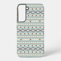 Aztec Shapes Pattern Rusts Cream Teal-Blue