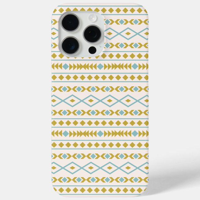 Aztec Shapes Pattern Teal Gold Cream Case-Mate iPhone Case (Back)