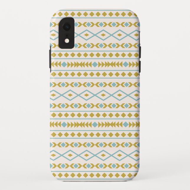 Aztec Shapes Pattern Teal Gold Cream Case-Mate iPhone Case (Back)