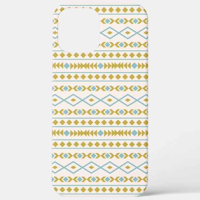 Aztec Shapes Pattern Teal Gold Cream Case-Mate iPhone Case (Back)